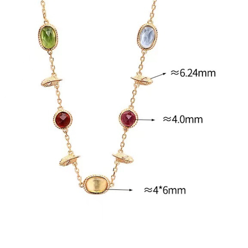 S925 Sterling Silver Plated 14k Gold Crystal Gem Necklace