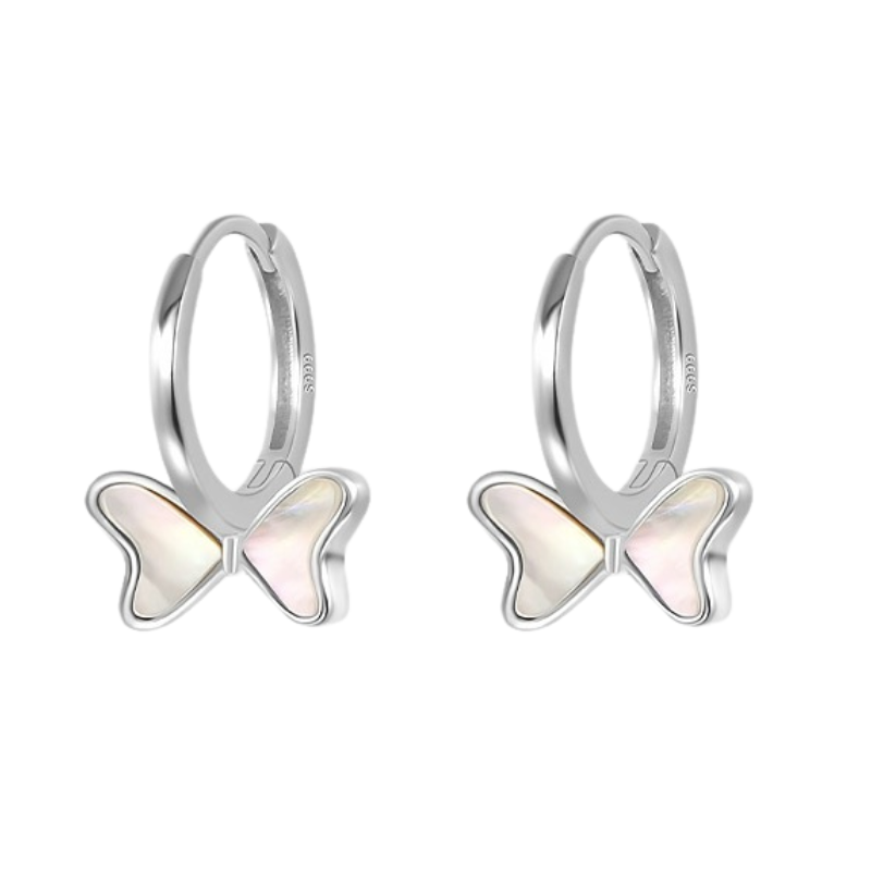 S999 Sterling Silver Butterfly Shell Earrings