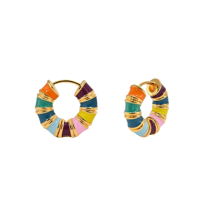 Gold-plated Earrings With Enamel Glaze