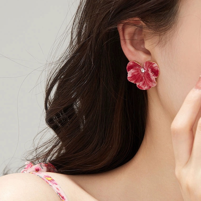 Enamel Peach-petal Earrings