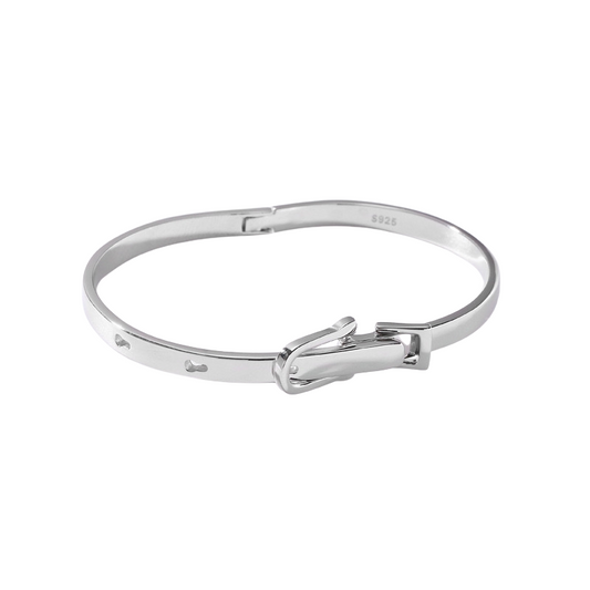 Solid 925 sterling silver belt buckle bracelet