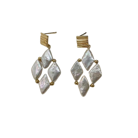 Rhombus Baroque Artificial  Pearl Earrings