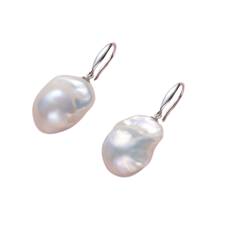 S925 Sterling Silver Natural Baroque Pearl Earrings