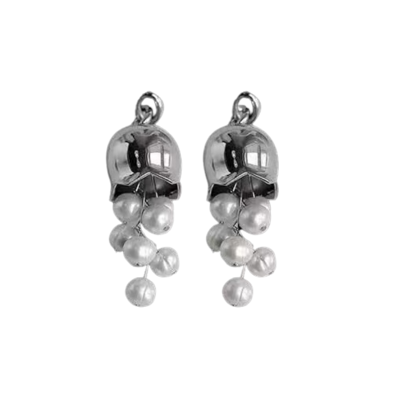 Brass S925 Silver Needle Bract Pearl Earrings