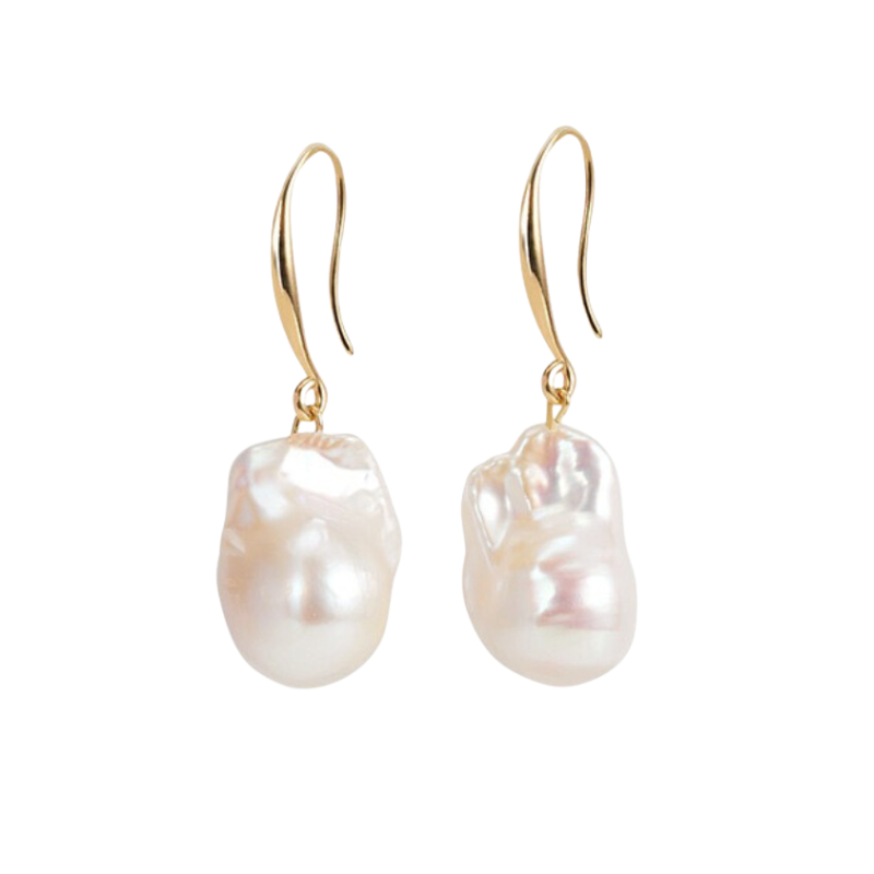 S925 Sterling Silver Natural Baroque Pearl Earring