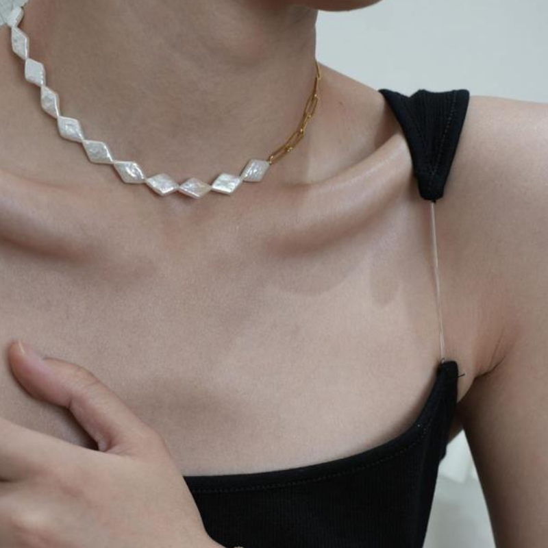 Rhombus Artificial pearl Necklace