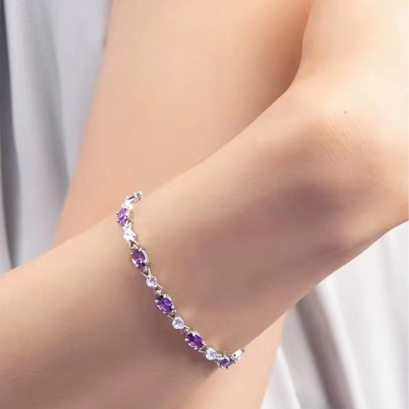 Amethyst S925 silver bracelet