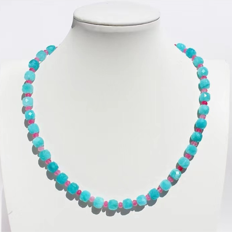 Blue & pink Opal Chalcedony Necklace