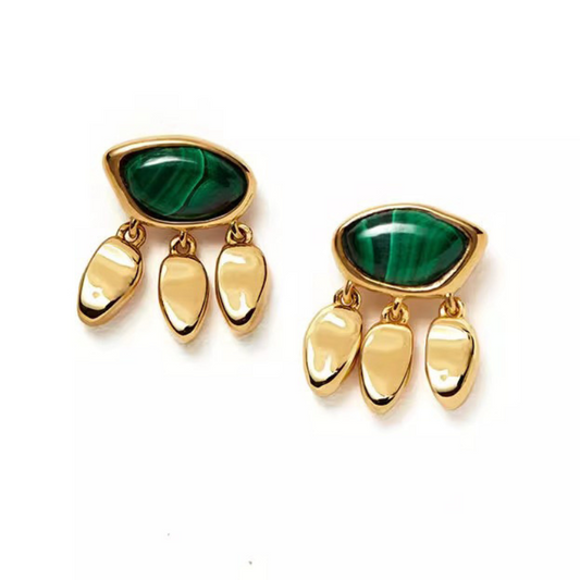 Copper Plated 18k Gold Malachite Shell Earrings