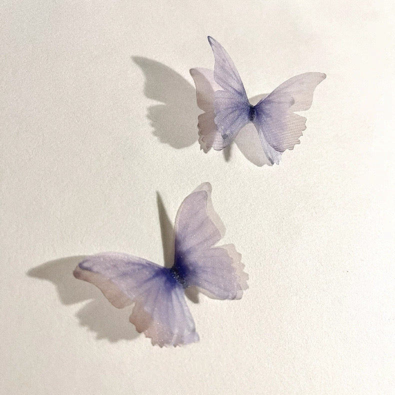 DIY Journaling Supplies - Ultra Dreamy Semi-Transparent Double-Layer Butterflies-2 pink, 2 blue, and 2 purple (6 pieces in total)