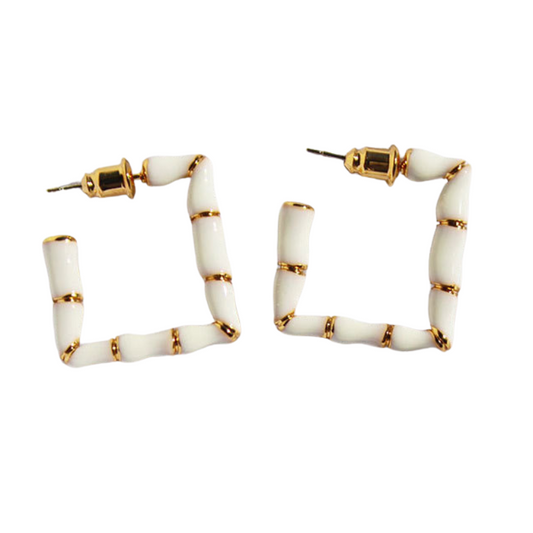 Enamel Square Stud Earrings