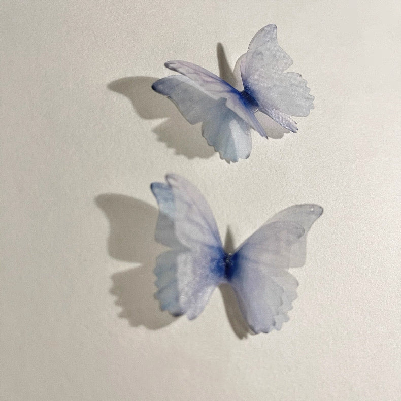 DIY Journaling Supplies - Ultra Dreamy Semi-Transparent Double-Layer Butterflies-2 pink, 2 blue, and 2 purple (6 pieces in total)