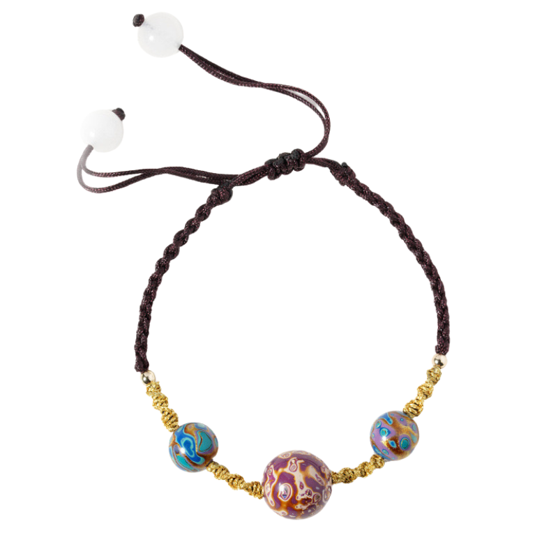 Rosewood Lacquer Bead Adjustable Bracelet