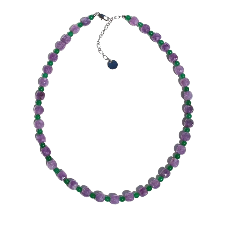 Purple Opal Green Chalcedony Necklace