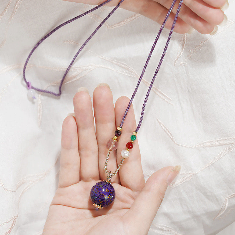 Rosewood Lacquer Bead Adjustable Necklace