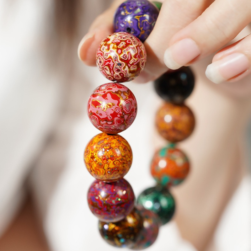 Big Rosewood Lacquer Bead Bracelet