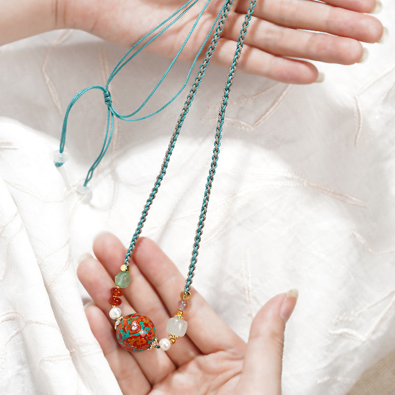 Rosewood Lacquer Bead Adjustable Necklace