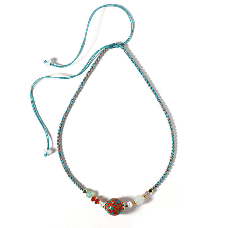 Rosewood Lacquer Bead Adjustable Necklace