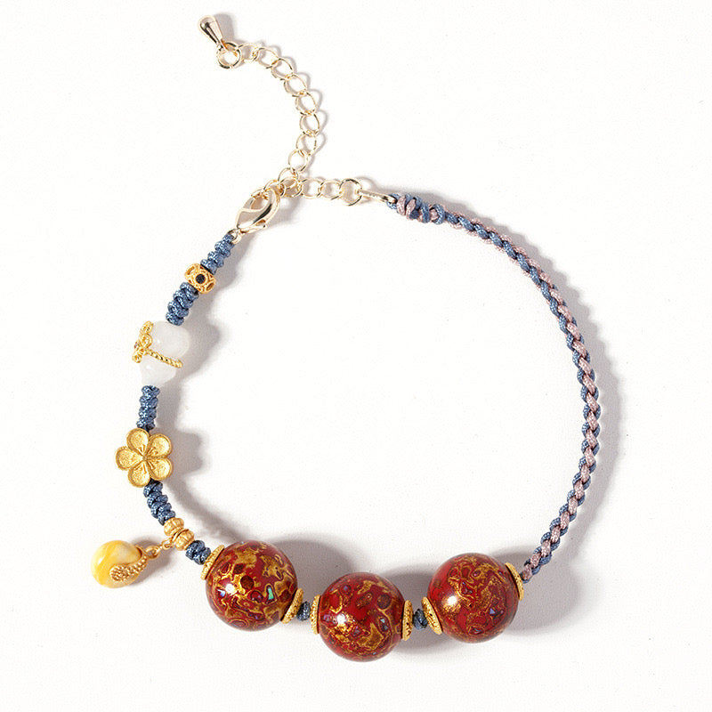 Rosewood Lacquer Bead Adjustable Bracelet