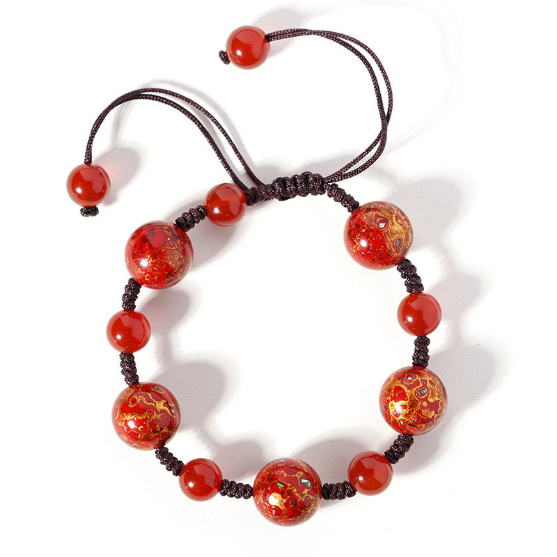 Rosewood Lacquer Bead Adjustable Bracelet