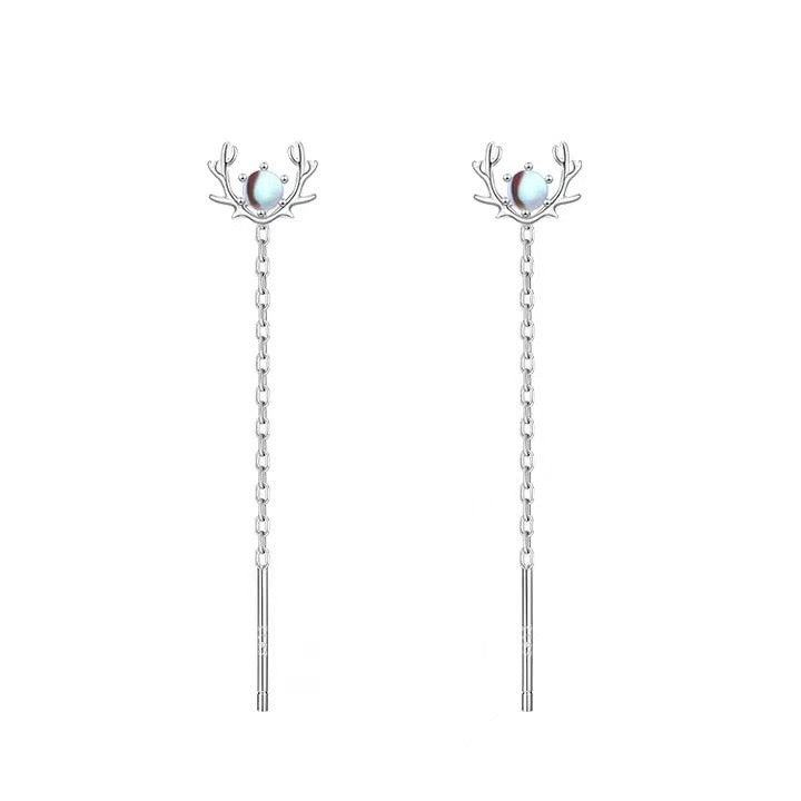 S925 Sterling Silver Antler Moonstone Earring