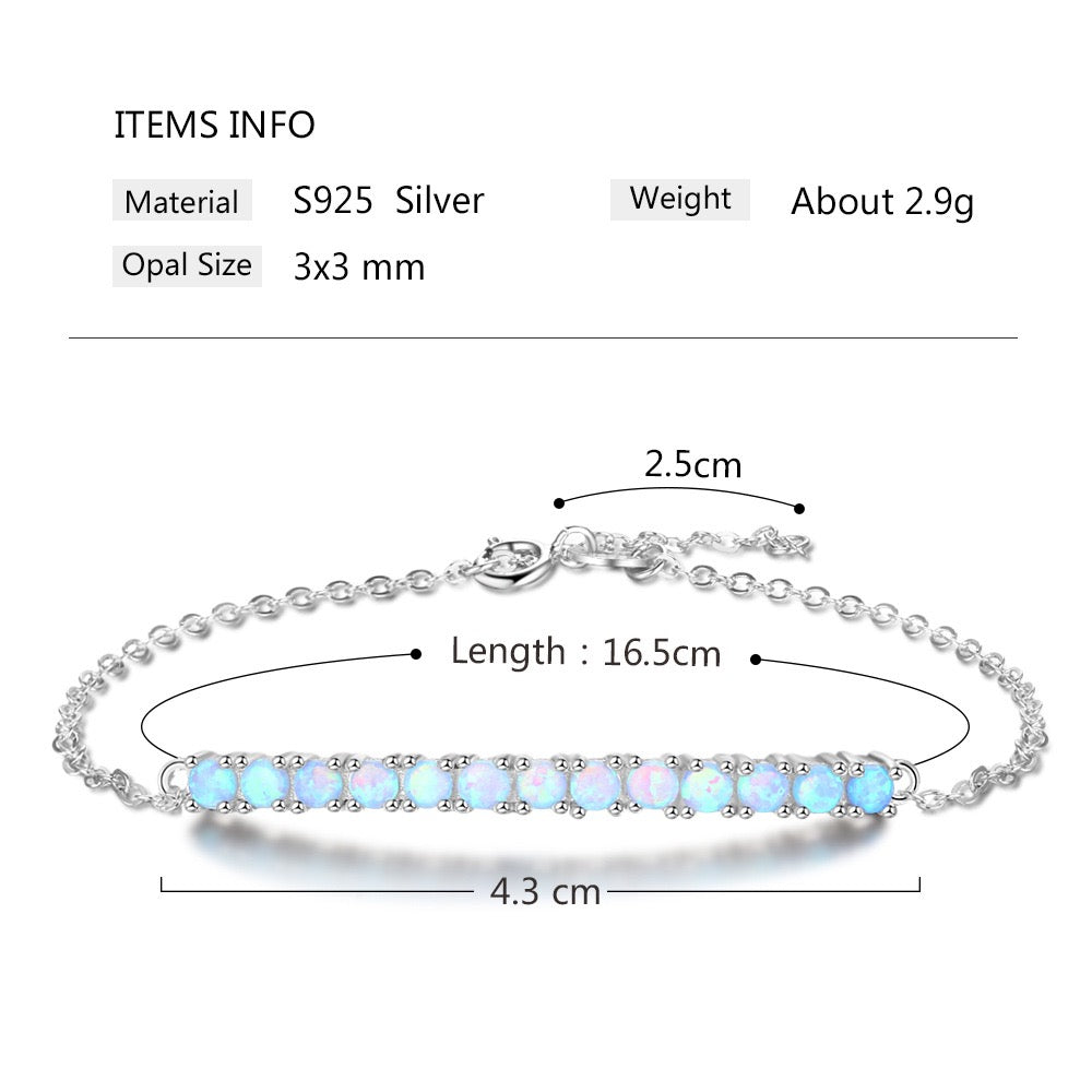 S925 Sterling Silver Opal Bracelet