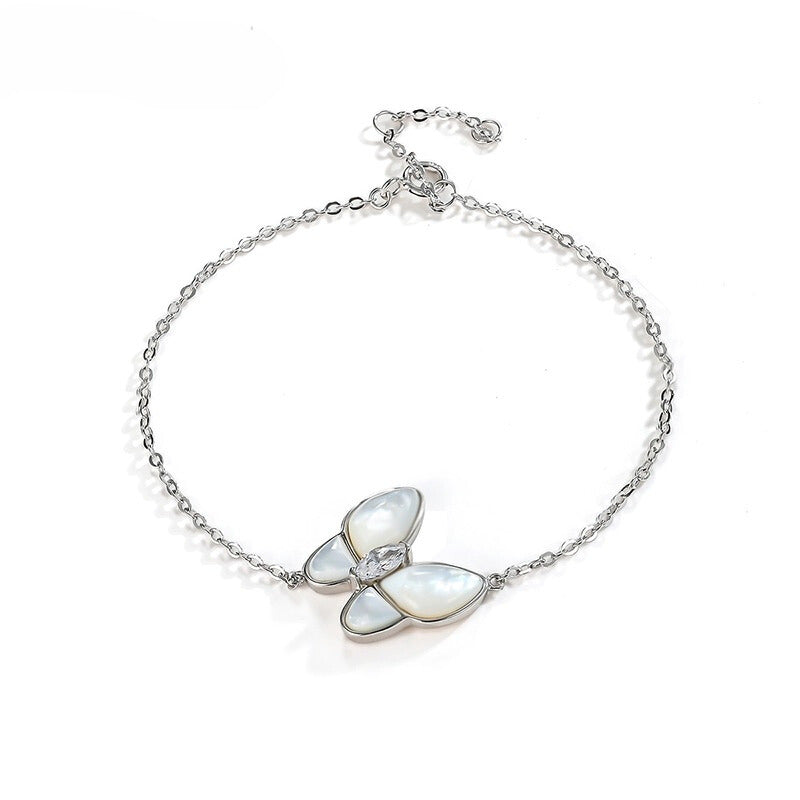 S925 Sterling Silver Butterfly Mother Of Pearl bracelet