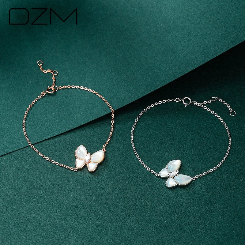 S925 Sterling Silver Butterfly Mother Of Pearl bracelet