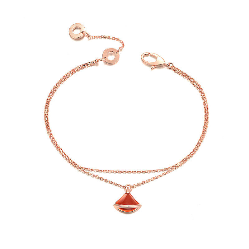 S925 Sterling Silver Carnelian Fan Bracelet