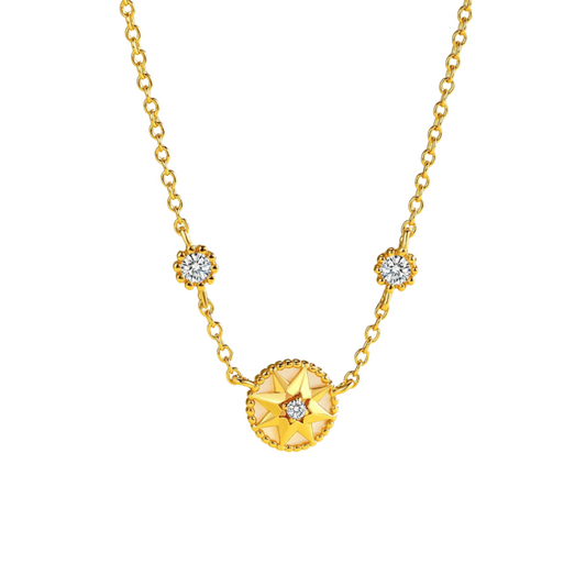 S925 Sterling Silver Compass Mother Of Pearl Necklace