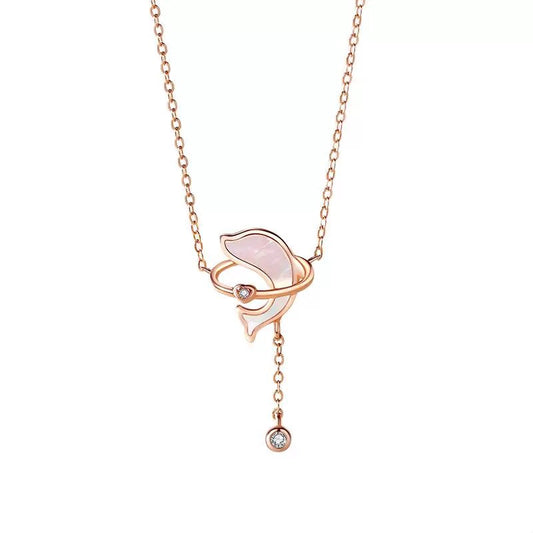 S925 Sterling Silver Dolphin Shell Necklace