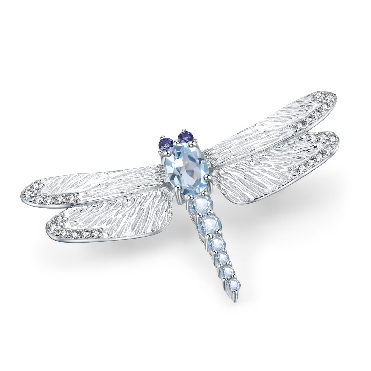 S925 Sterling Silver Gold Plated Olivine Dragonfly Brooch