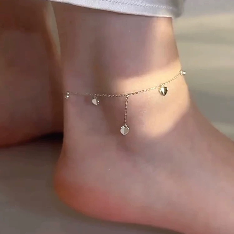 S925 Sterling Silver Heart Foot Chain