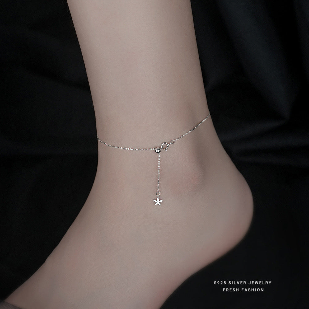 S925 Sterling Silver Heart Foot Chain