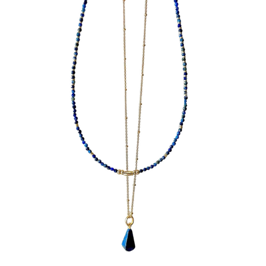 S925 Sterling Silver Lapis Lazuli Turquoise Necklace