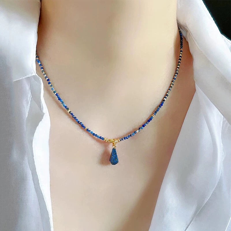 S925 Sterling Silver Lapis Lazuli Turquoise Necklace