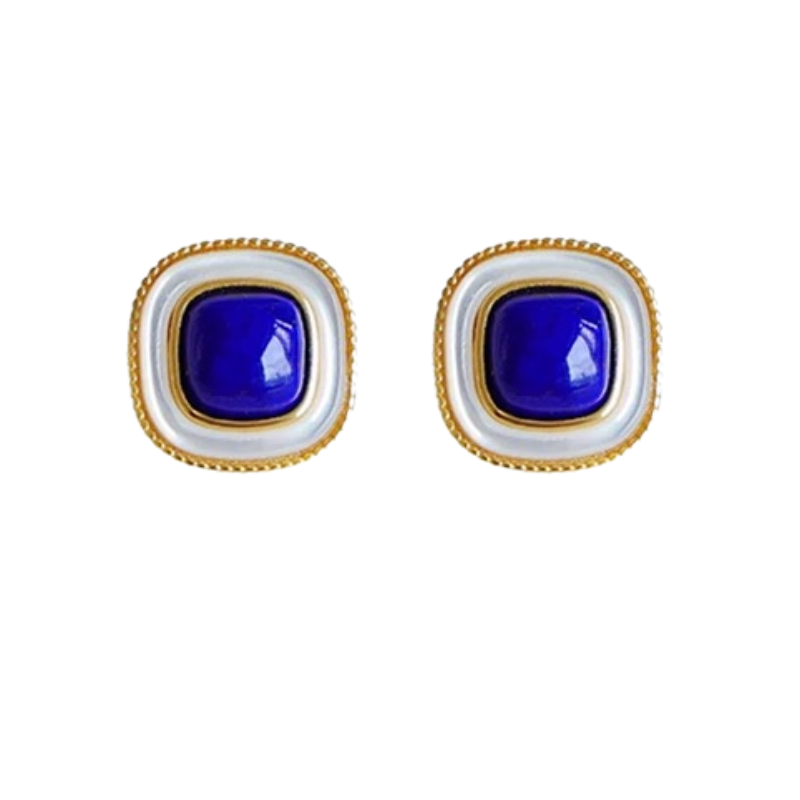 S925 Sterling Silver Lapis lazuli Shell Earrings