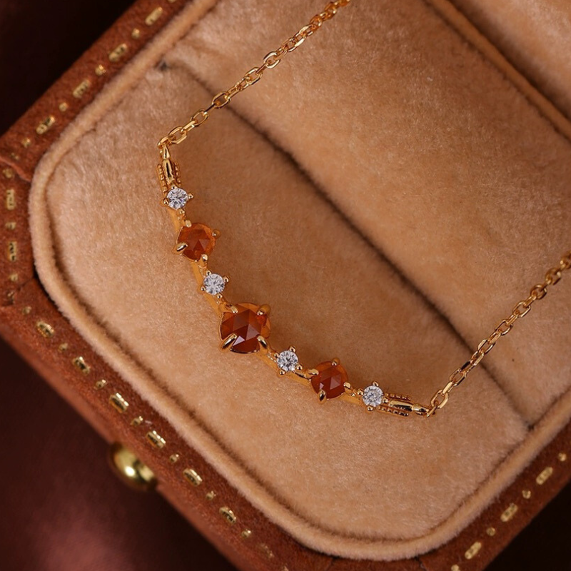 S925 Sterling Silver Plated 10k Gold Garnet Necklace