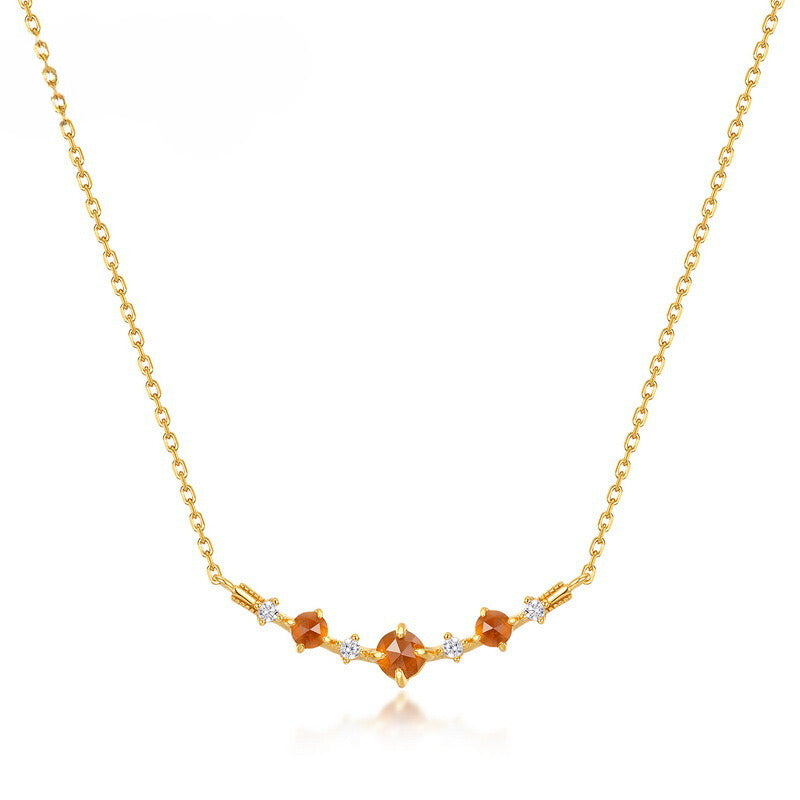 S925 Sterling Silver Plated 10k Gold Garnet Necklace
