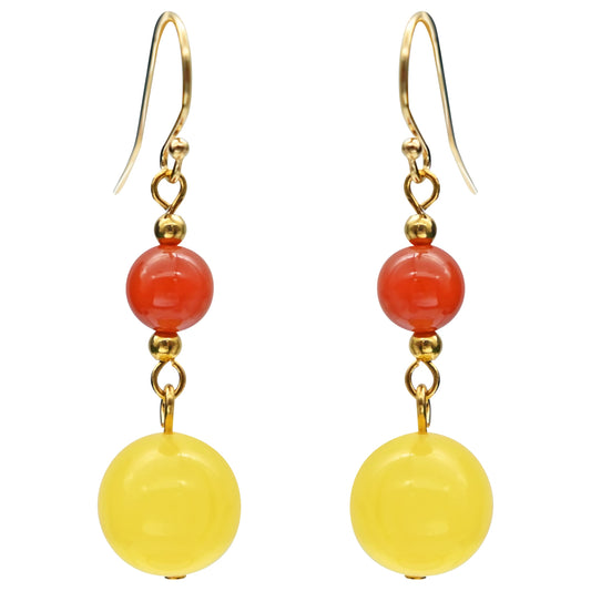 S925 Sterling Silver Red Agate Beewax Earrings