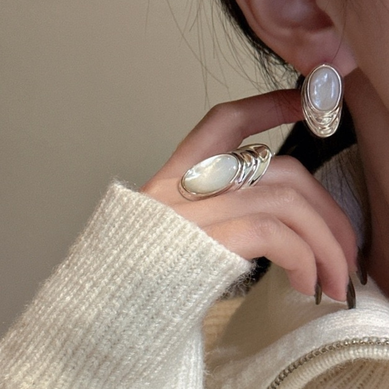 S925 Sterling Silver Shell Adjustable Ring