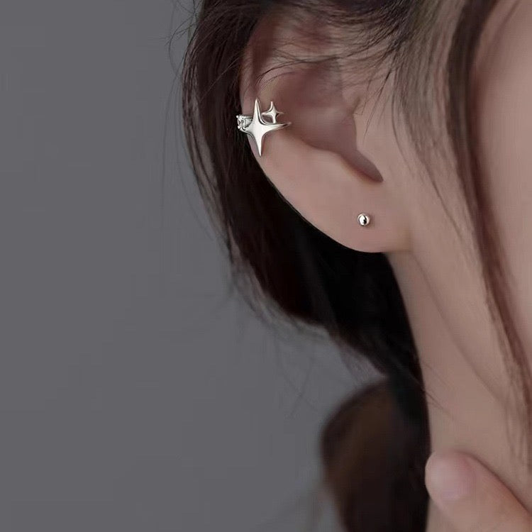 S925 Sterling Silver Star Ear Clips